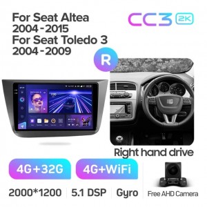 Штатная автомагнитола на Android TEYES CC3 2K для Seat Altea 5P 2004-2015, Toledo 5P 3 2004-2009 (Версия R) (Правый руль) 3/32gb