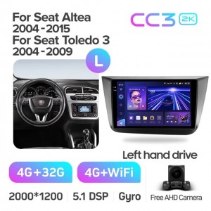 Штатная автомагнитола на Android TEYES CC3 2K для Seat Altea 5P 2004-2015, Toledo 5P 3 2004-2009 (Версия L) 3/32gb