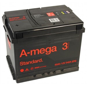 Аккумулятор A-MEGA STANDART 60 R (60 А/Ч, 540 А)