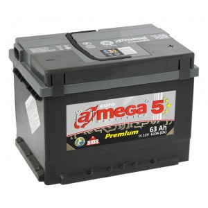 Аккумулятор A-MEGA PREMIUM 63 R (63 А/Ч, 610 А)