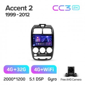 Штатная автомагнитола на Android TEYES CC3 2K для Hyundai Accent 2 LC2 1999-2012 3/32gb