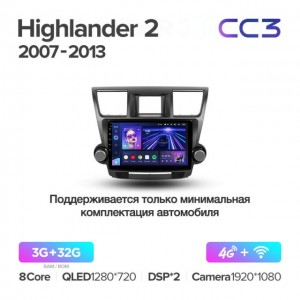 Штатная автомагнитола на Android TEYES CC3 для Toyota Highlander 2 XU40 2007-2013 3/32gb