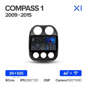 Штатная автомагнитола на Android TEYES X1 для Jeep Compass 1 MK 2009-2015 2/32gb