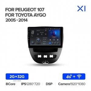 Штатная автомагнитола на Android TEYES X1 для Peugeot 107 2/32gb