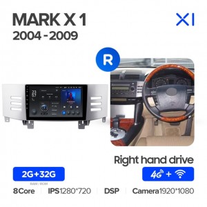 Штатная автомагнитола на Android TEYES X1 для Toyota Mark X X120 1 2004-2009 (Версия R) (Правый руль) 2/32gb