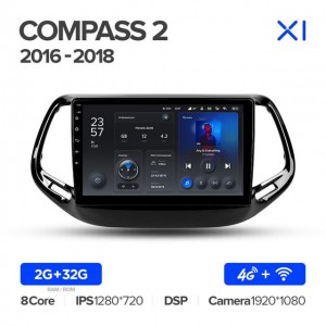 Штатная автомагнитола на Android TEYES X1 для Jeep Compass 2 MP 2016-2018 2/32gb
