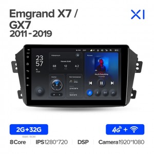 Штатная автомагнитола на Android TEYES X1 для Geely Emgrand X7 1 GX7 EX7 2011-2019 2/32gb