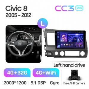 Штатная автомагнитола на Android TEYES CC3 2K для Honda Civic 8 FK FN FD 2005-2012 (Версия L) 3/32gb