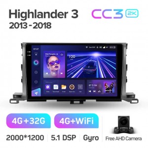 Штатная автомагнитола на Android TEYES CC3 2K для Toyota Highlander 3 XU50 2013-2018 3/32gb