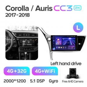 Штатная автомагнитола на Android TEYES CC3 2K для Toyota Corolla 11, Auris 2017-2018 (Версия L) 3/32gb
