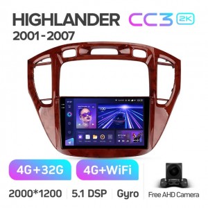 Штатная автомагнитола на Android TEYES CC3 2K для Toyota Highlander 1 XU20 2001-2007 3/32gb