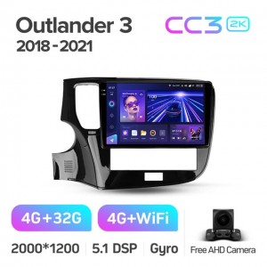Штатная автомагнитола на Android TEYES CC3 2K для Mitsubishi Outlander 3 III GF0W GG0W 2018-2021 3/32gb