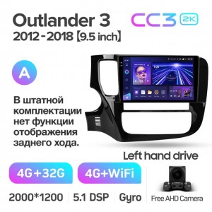 Штатная автомагнитола на Android TEYES CC3 2K для Mitsubishi Outlander 3 GF0W GG0W 2012-2018 (Версия A и 9,5) 3/32gb