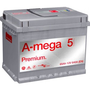 Аккумулятор A-MEGA PREMIUM 65 R (65 А/Ч, 640 А)