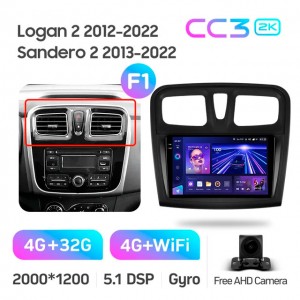 Штатная автомагнитола на Android TEYES CC3 2K для Renault Logan 2 2012-2022, Sandero 2 2013-2022 (Версия F1) 3/32gb