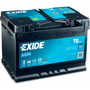 Аккумулятор EXIDE START-STOP AGM 70 R (70 А/Ч, 760 А)