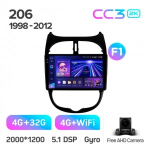 Штатная автомагнитола на Android TEYES CC3 2K для Peugeot 206 1998-2012 (Версия F1) 3/32gb