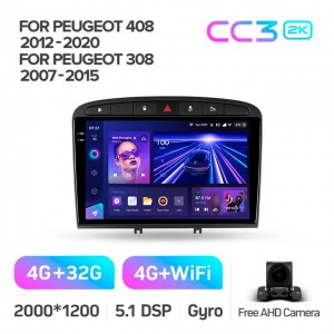 Штатная автомагнитола на Android TEYES CC3 2K для Peugeot 408 2012-2020, 308 T7 2007-2015 3/32gb