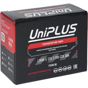 Аккумулятор UNIPLUS AGM LTR4A-5 (2.3 AH) YT4B